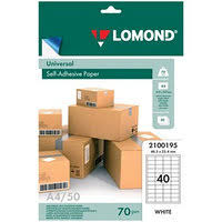 Лейблы Lomond A4/70гр 40 делений (48,5х25,4мм) 50 листов