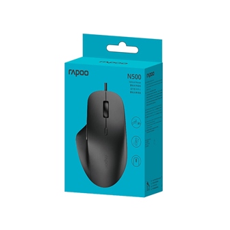 Мышь Rapoo N500, Оптическая, 1200/1800/2400/3600dpi, USB, длина кабеля 1,5м, Черный