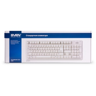 Клавиатура SVEN Standard 301, USB, кабель 1,5м, белая (SV-03100301UW)
