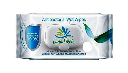 Салфетки влажные Luna Fresh антибактр.100шт (клапан)
