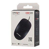 Мышь Crown CMM-128 Black, оптическая, 1000dpi, 1.8м, USB