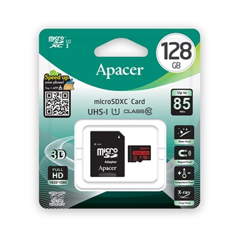 Карта памяти micro SD 128Gb Apacer AP128GMCSX10U5-R Class 10+adapter