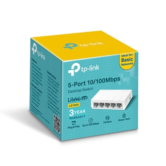 Коммутатор TP-Link LS1005, 5-портовый, 10/100 Мбит/с, RJ-45, Пластиковый корпус