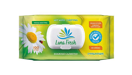 Салфетки влажные Luna Fresh ромашка 100шт (клапан)