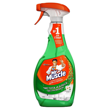 Стеклоочиститель Мистер Мускул зеленый с курком 530 мл
