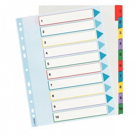 Разделитель А4 1-10 цветной пластик