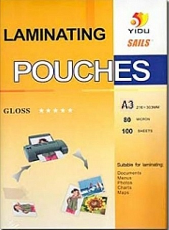 Кармашки для ламинирования YIDU, А3, 303*426*80 мкр, Глянцевые