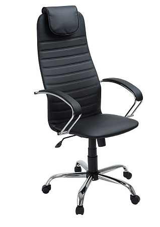 Кресло Бун (Кожа иск., ECO, №16 Н(черный), г/п 100, ТГ, кр.Альфа(700)СН, ролик ст., СН)