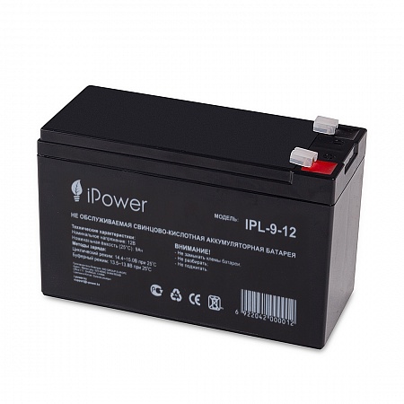 Батарея для ИБП IPower IPL9-12, Свинцово-кислотная, 12В, 9 Ач, размер 95х151х65мм