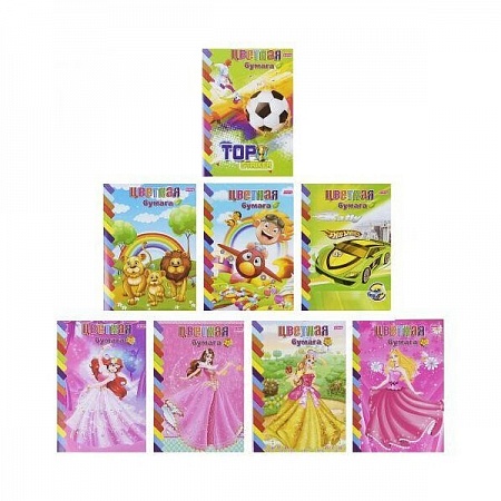 Бумага цветная А4 12л 6цв