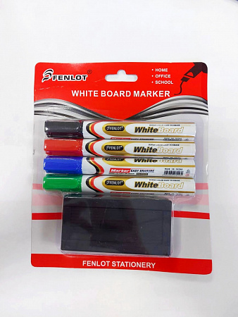 Маркер д/доски 4шт+губка