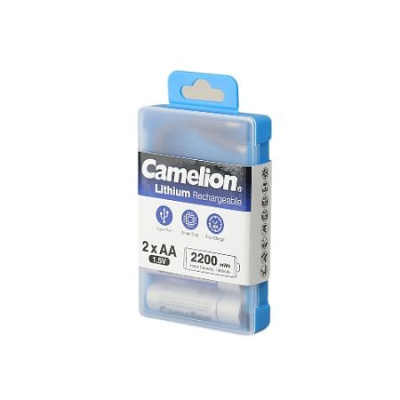 Аккумулятор CAMELION UB-AA2200-PBH2, Lithium, 2шт (перезаряжаемые от USB), AA, 1,5V, 2200 мАч