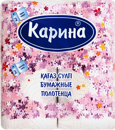 Полотенце бум.Карина 2сл*2рул/уп серые