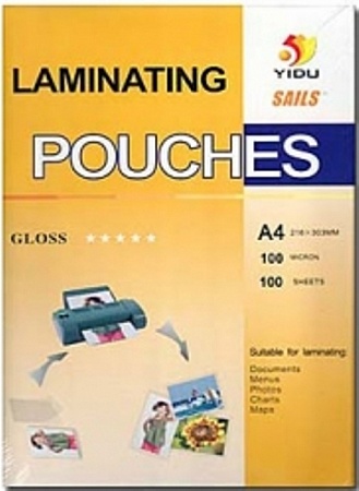 Кармашки для ламинирования YIDU, А4, 216*303*100 мкр, глянцевые