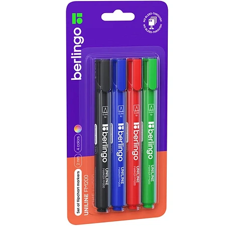 Маркер д/флипчарта Berlingo 4шт/уп.
