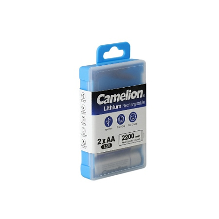 Аккумулятор CAMELION UB-AA2200-PBH2, Lithium, 2шт (перезаряжаемые от USB), AA, 1,5V, 2200 мАч