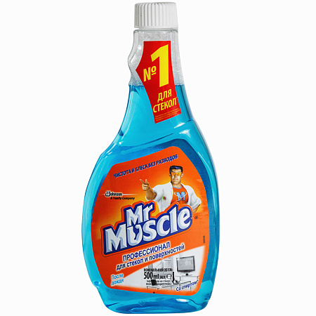 Стеклоочиститель Мистер Мускул 530 мл.синий (запаска)