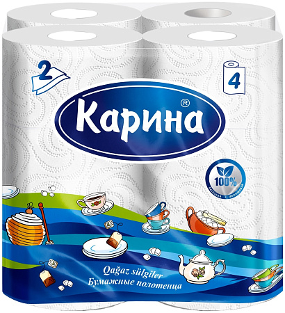 Полотенце бум.Карина 2сл*4 рул/уп белые
