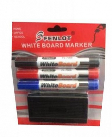 Маркер д/доски 3шт+губка