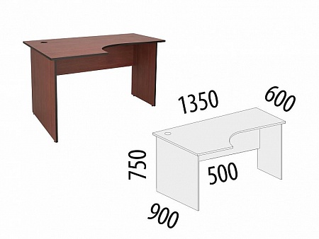 41.48 Стол эргономичный левый 135х90х75